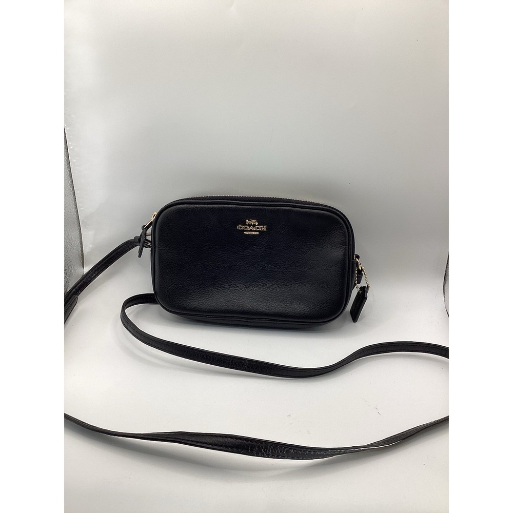COACH Mini Jamie Camera Bag Black Pebbled Leather Crossbody Gold Hardwares
